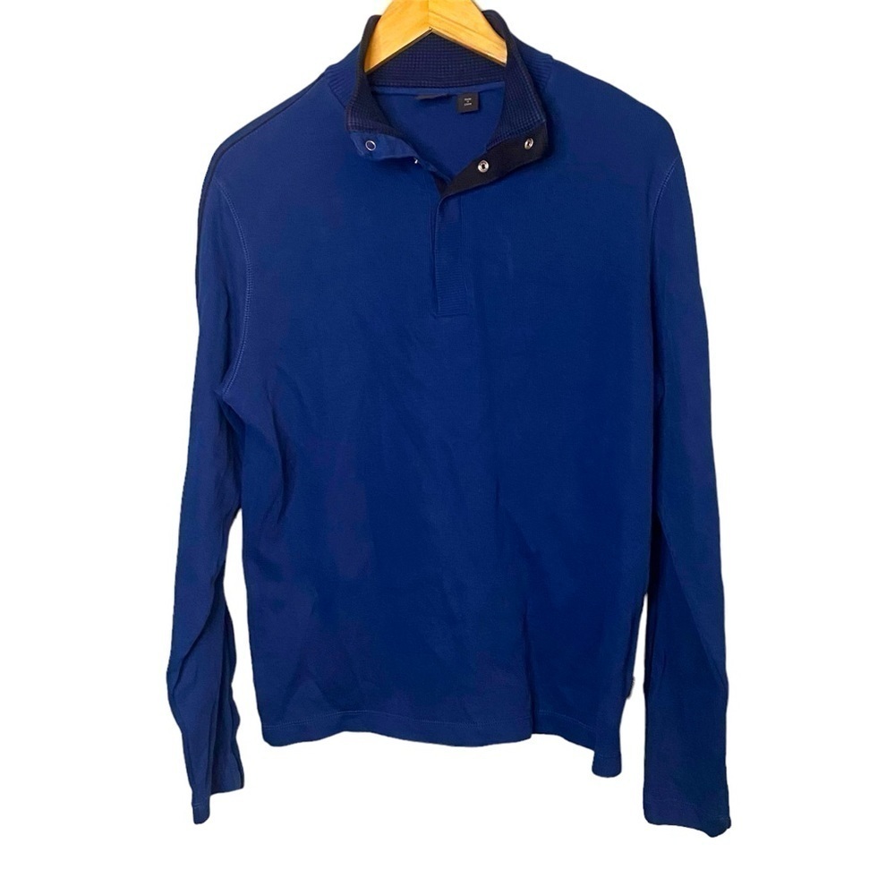 Hugo Boss Blue Button Up Pullover Top Men's Size M